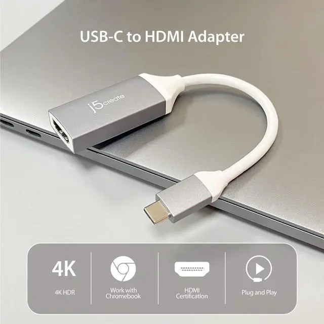 Alt view image 2 of 5 - j5create USB Type-C to HDMI Adapter- 3840 x 2160 @ 60Hz | HDMI 1.4 4K @ 30 Hz to 4K @ 60 Hz | Adapter Compatible with MacBook, Chromebook, Tablet or PC (JCA153G)