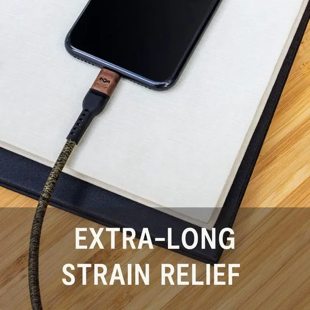 Alt view image 5 of 5 - House of Marley Rewind USB-C to Lightning Cable: Braided Charging Cable, USB-IF and MFI-Certified, 5ft Length, Made with Sustainable Materials