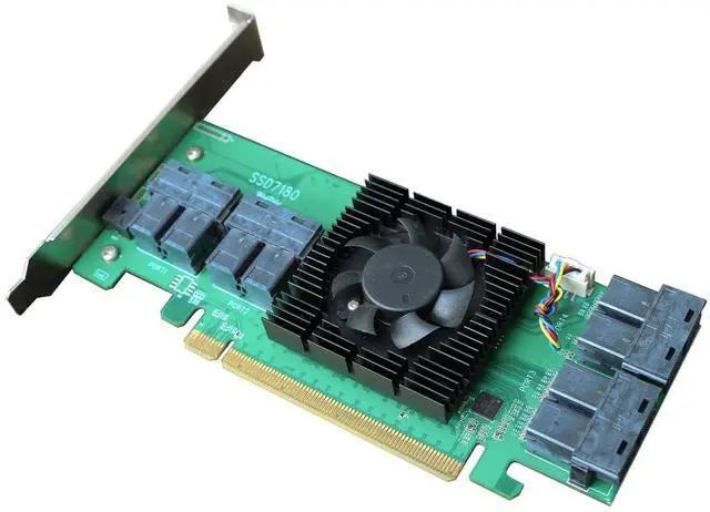 Alt view image 3 of 5 - HighPoint Rocket 1180: PCIe 3.0 x16 8-Port U.2/U.3/M.2 NVMe AIC Industry Fastest-Performance (PEX8749)/ Capable of Supporting Over 100TB On a Single Controller!