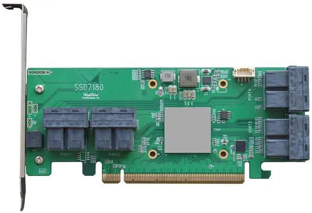 Alt view image 5 of 5 - HighPoint Rocket 1180: PCIe 3.0 x16 8-Port U.2/U.3/M.2 NVMe AIC Industry Fastest-Performance (PEX8749)/ Capable of Supporting Over 100TB On a Single Controller!