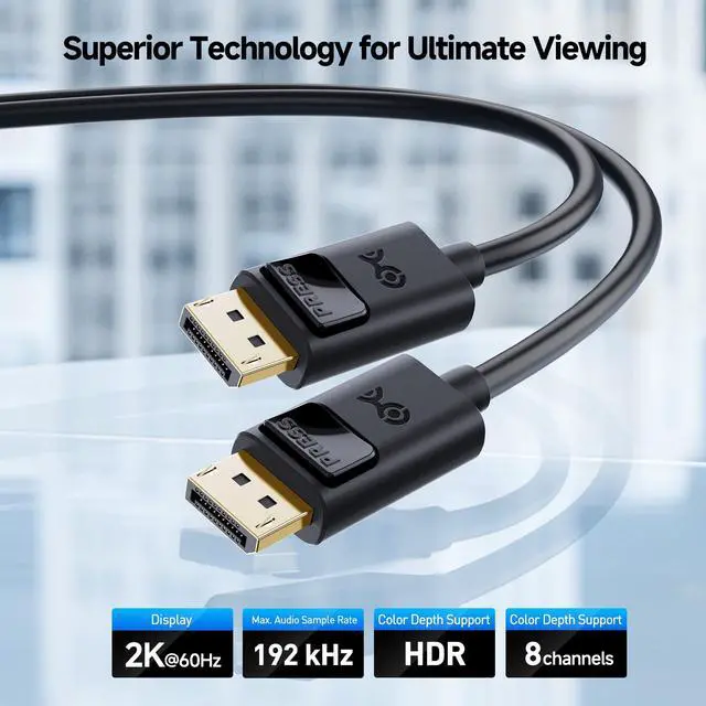 Alt view image 2 of 5 - Cable Matters Long DisplayPort to DisplayPort Cable - 35ft, Supports up to 2K@60Hz, Male to Male Computer Monitor Cable, DP Cord, Black