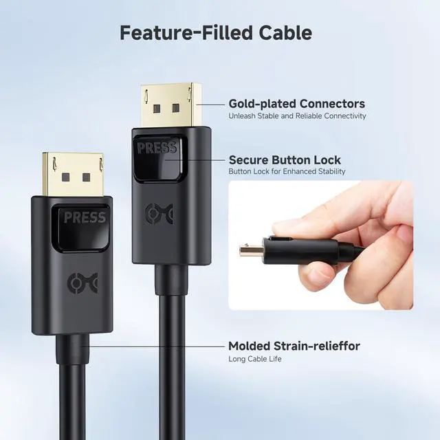 Alt view image 5 of 5 - Cable Matters Long DisplayPort to DisplayPort Cable - 35ft, Supports up to 2K@60Hz, Male to Male Computer Monitor Cable, DP Cord, Black