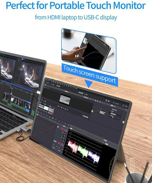 Alt view image 3 of 5 - HDMI to USB C Cable 4K60Hz, HDMI 2.0 to UsbC 6.6FT Soft Graphen Cable Adapter, Connect HDMI Laptop, PC, PS5, Xbox, Steam Deck Dock to USB-C Monitor, Nreal Air, Xreal Air, Touchable Portable Monitor