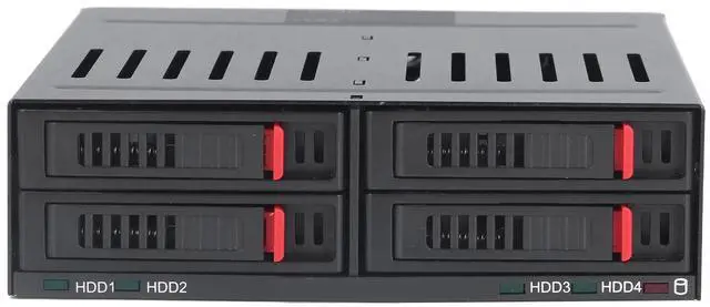 Main image of FOSA 4 Bay HDD Cage Chassis, 5.25in Drive Tray, 2.5in Mobile Rack Hot Swap Cage Compatible 9.5mm 12.5mm Thick Bottom Hard Drives SSDs
