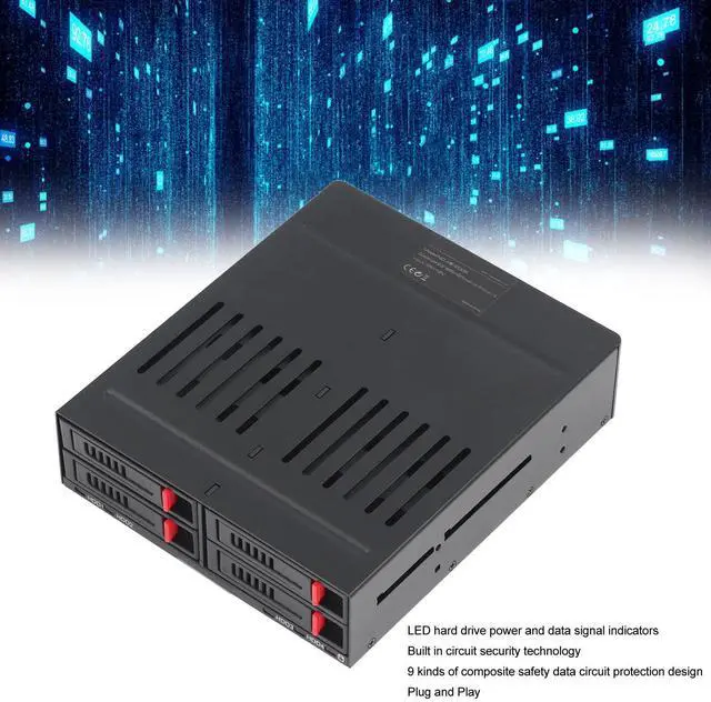 Alt view image 2 of 5 - FOSA 4 Bay HDD Cage Chassis, 5.25in Drive Tray, 2.5in Mobile Rack Hot Swap Cage Compatible 9.5mm 12.5mm Thick Bottom Hard Drives SSDs