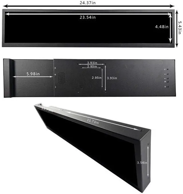 Alt view image 4 of 5 - VSDISPLAY 24 Inch 1920x360 IPS Stretched Wide Bar Display for Gaming Marquee Monitor Cabinet,Supermarket Shelf Advertising Monitor with USB Video Interface