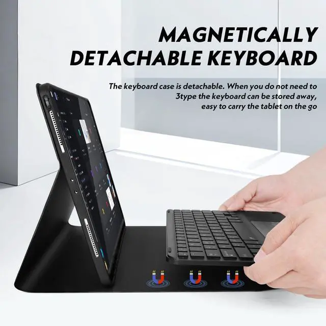 Alt view image 2 of 5 - QYiiD Backlit Touchpad Keyboard Case for Galaxy Tab S9 Ultra 2023/S8 Ultra 2022 14.6 inch with S Pen Holder, PU Leather Stand Cover with Backlight Bluetooth Keyboard for Tab S9 Ultra/S8 Ultra, Black
