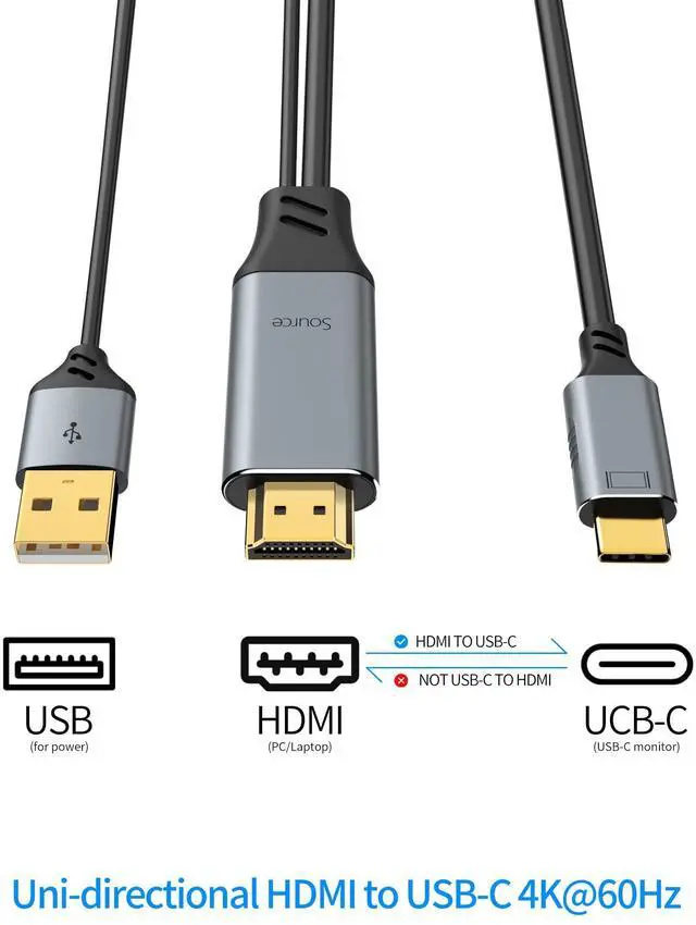 Alt view image 4 of 5 - HDMI to USB C Cable 4K60Hz, HDMI 2.0 to UsbC 6.6FT Soft Graphen Cable Adapter, Connect HDMI Laptop, PC, PS5, Xbox, Steam Deck Dock to USB-C Monitor, Nreal Air, Xreal Air, Touchable Portable Monitor