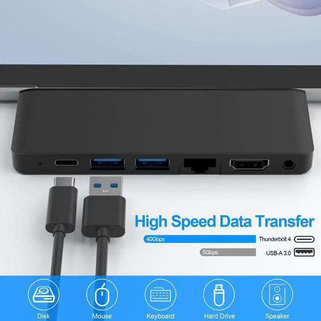 Alt view image 3 of 5 - Surface Pro 9/Pro 11 Hub Docking Station with 4K HDMI, Thunerbolt 4(8K Video+40Gbps+100W Power), 100M Ethernet, USB3.0, SD TF Card Slot, 3.5mm Audio, Triple Display for Surface Pro 9/Pro X Accessories