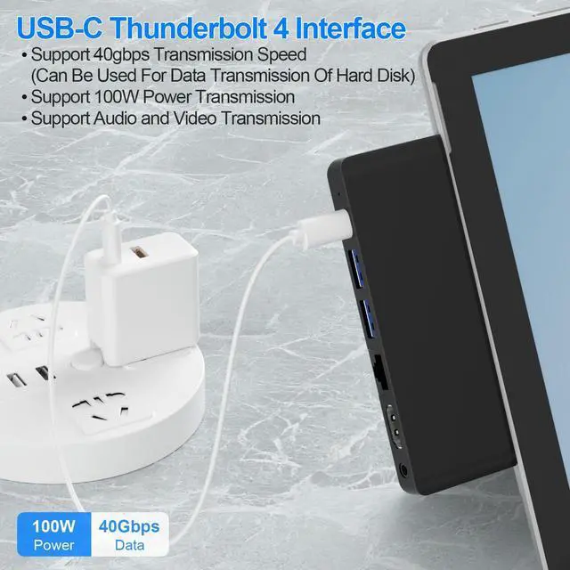 Alt view image 5 of 5 - Surface Pro 9/Pro 11 Hub Docking Station with 4K HDMI, Thunerbolt 4(8K Video+40Gbps+100W Power), 100M Ethernet, USB3.0, SD TF Card Slot, 3.5mm Audio, Triple Display for Surface Pro 9/Pro X Accessories