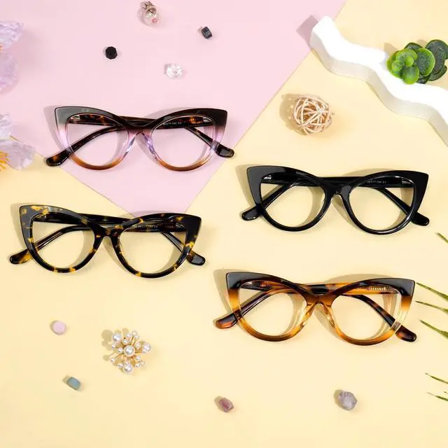 Alt view image 3 of 5 - Zeelool Stylish Cat Eye Blue Light Blocking Glasses for Women ZJGA357815-03 Dark-brown