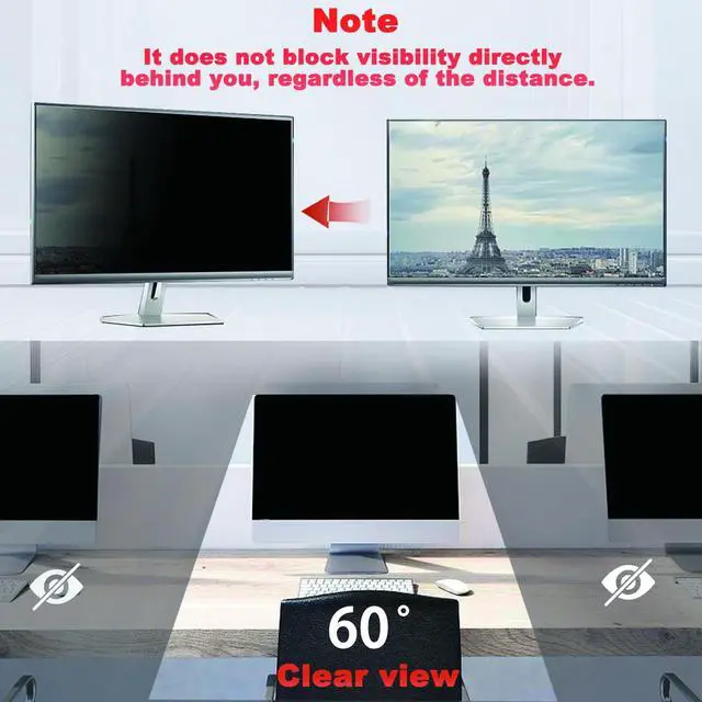 Alt view image 2 of 5 - J J-Dream [2 Pack] 24 Inch Privacy Screen for Computer Monitor Blue Light Screen Protector Anti Glare Anti-Scratch Monitor Privacy Shield Screen 24 Inch 16:9 Aspect Ratio