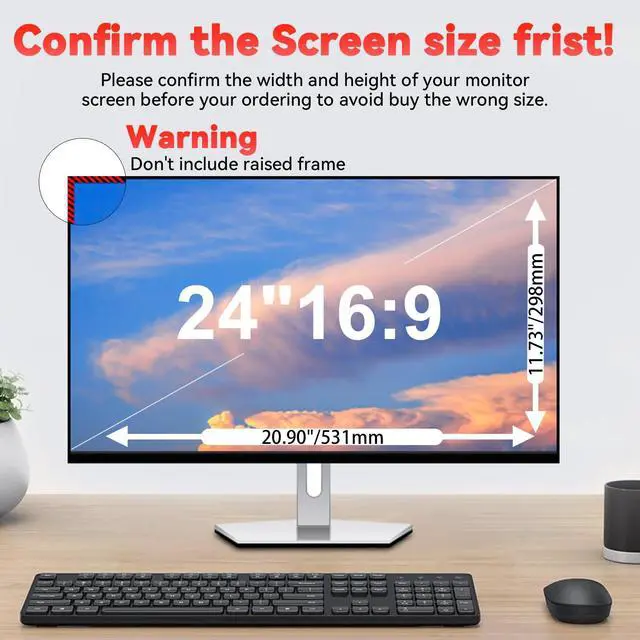 Alt view image 5 of 5 - J J-Dream [2 Pack] 24 Inch Privacy Screen for Computer Monitor Blue Light Screen Protector Anti Glare Anti-Scratch Monitor Privacy Shield Screen 24 Inch 16:9 Aspect Ratio
