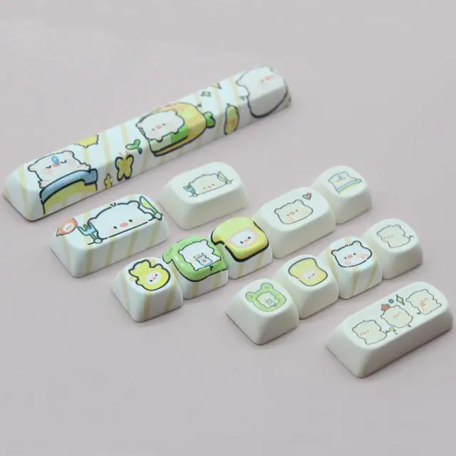 Alt view image 3 of 5 - Cmokifuly MOA Profile Keycaps,Cute Piglets Custom PBT Dye-sub Keycap 140 Keys for Mechanical Keyboard Full-Size Keycap Set (Pink Piggy)