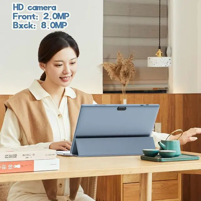 Alt view image 3 of 5 - Tablet 2 in 1 Tablets 10 inch Android 14 Tablet Set with Keyboard Case Mouse Stylus Film, 8GB+64GB Tablets 10.1" Tab 1280*800 HD Touch Screen, 8MP Dual Camera Games Wi-Fi Bluetooth Tableta PC Blue.