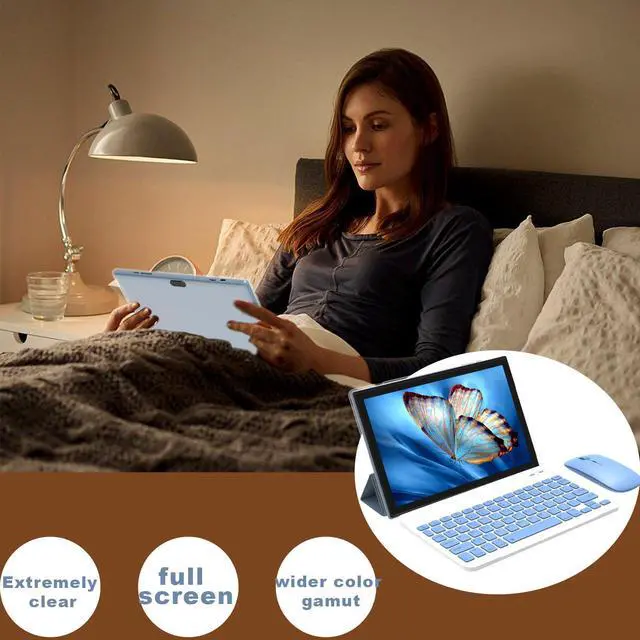 Alt view image 4 of 5 - Tablet 2 in 1 Tablets 10 inch Android 14 Tablet Set with Keyboard Case Mouse Stylus Film, 8GB+64GB Tablets 10.1" Tab 1280*800 HD Touch Screen, 8MP Dual Camera Games Wi-Fi Bluetooth Tableta PC Blue.