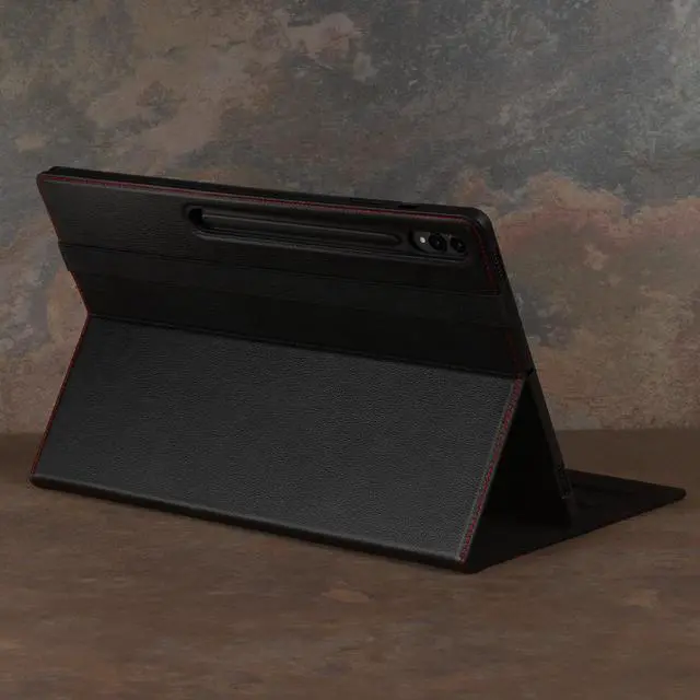 Alt view image 3 of 5 - TORRO Leather Case Compatible with Samsung Galaxy Tab S10/S9 Ultra  Premium Leather Galaxy Tab S10/S9 Ultra 2023 Case with Stand Function and Auto Wake/Sleep (Black)