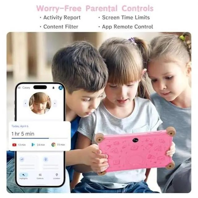 Alt view image 5 of 5 - Topsand 2025 Kids Tablet, 8 Inch Tablet for Kids, 6GB RAM+32GB ROM, WiFi 6, Parental Control, Dual Camera, Shockproof Case Design, Adjustable Strap, Kids App Pre-Installed, Great Gift for Kids