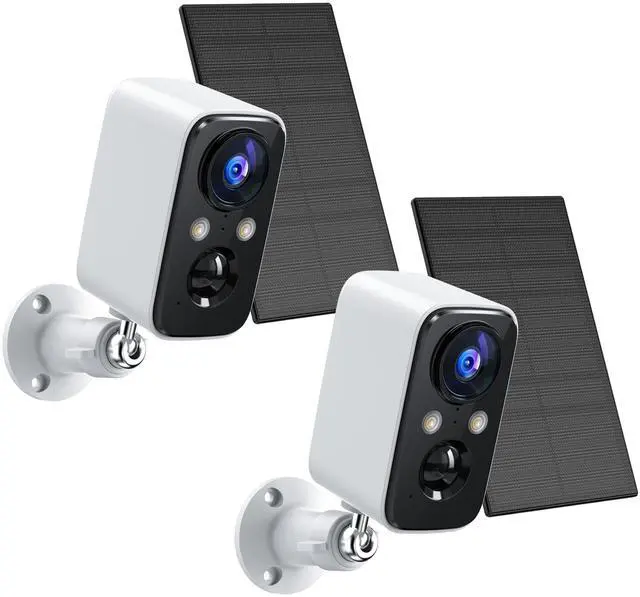 Main image of FOAOOD Security Cameras Wireless Outdoor with Solar Panel Cameras for Home Security, Home Camera with Color Night Vision, PIR Human Detection, 2-Way Talk, IP66 Waterproof (2Packs-White)