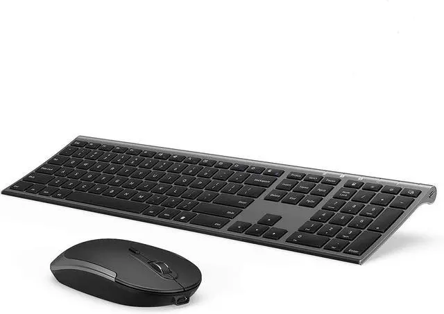 Main image of Wireless Keyboard and Mouse, Vssoplor Rechargeable Quiet Full-Size Keyboard and Mouse Combo Set Ultra Slim Design for Laptop, PC, Notebook, Desktop-Dark Gray