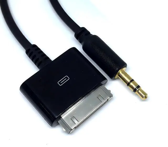 Alt view image 3 of 4 - ClipGrip 2 PCS Stereo 3.5mm AUX Input to 30-Pin Male Dock Universal Connector Cable Adapter (4.9 FT, Black)