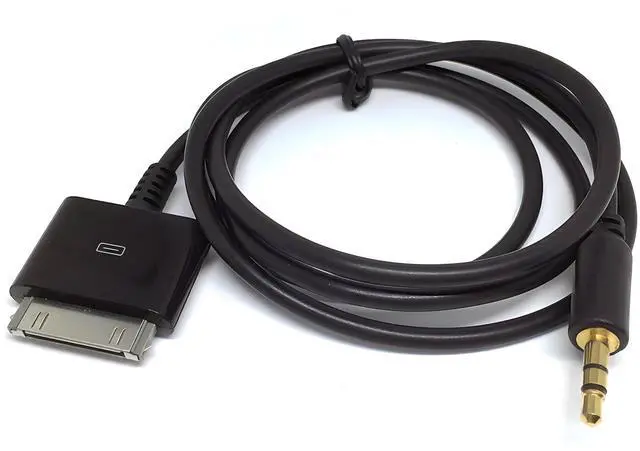 Alt view image 4 of 4 - ClipGrip 2 PCS Stereo 3.5mm AUX Input to 30-Pin Male Dock Universal Connector Cable Adapter (4.9 FT, Black)