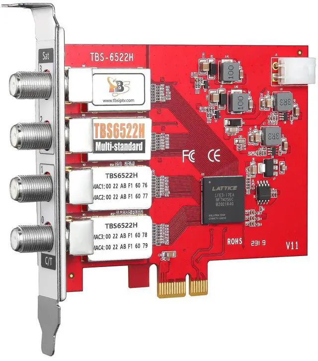 Alt view image 3 of 5 - TBS6522H Quad Tuner PCIe Card DVB-S2X S2 S T2 T C2 C ISDB-T ATSC1.0 Multi Standard Digital TV Card Live TV/Window/Linux/HTPC/IPTV Server