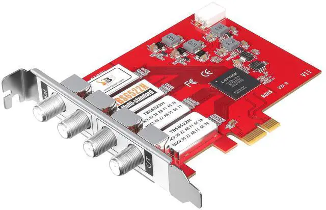 Alt view image 4 of 5 - TBS6522H Quad Tuner PCIe Card DVB-S2X S2 S T2 T C2 C ISDB-T ATSC1.0 Multi Standard Digital TV Card Live TV/Window/Linux/HTPC/IPTV Server
