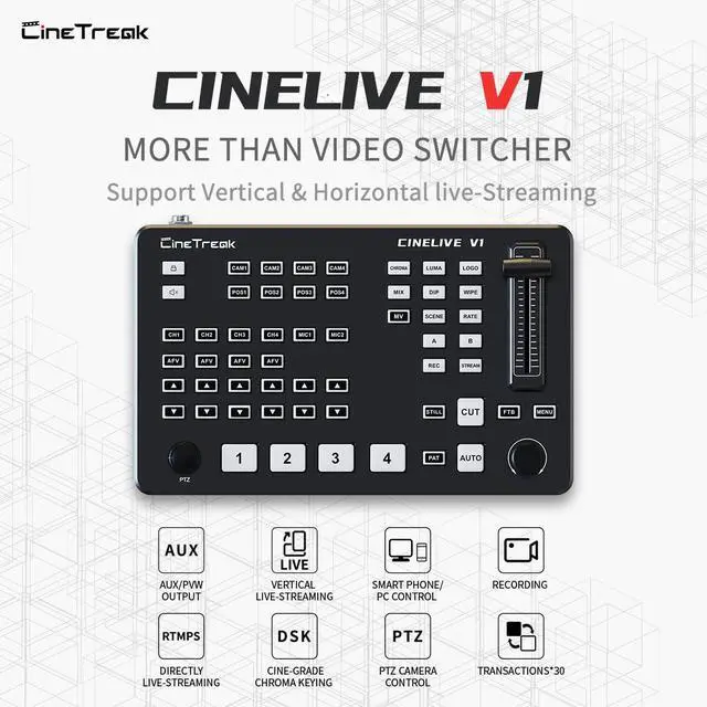 Alt view image 2 of 5 - CINETREAK Cinelive V1 Vertical Livestreaming Video Switcher Mixer with PVW/PGM Output PTZ Camera Control,RTMPs livestream for ins, tiktok