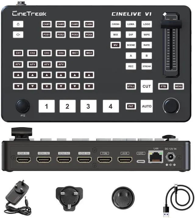 Main image of CINETREAK Cinelive V1 Vertical Livestreaming Video Switcher Mixer with PVW/PGM Output PTZ Camera Control,RTMPs livestream for ins, tiktok
