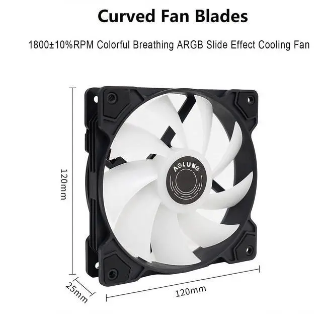 Alt view image 4 of 5 - CPU Water Cooler 240mm Aio CPU Cooler with 1800 RPM, Compatible with Intel LGA RGB AM4 AMD - Black