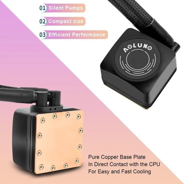 Alt view image 5 of 5 - CPU Water Cooler 240mm Aio CPU Cooler with 1800 RPM, Compatible with Intel LGA RGB AM4 AMD - Black