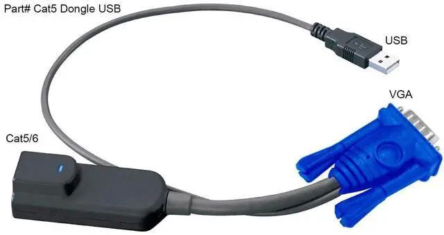 Alt view image 2 of 2 - Crystal Image Technologies - VGA KVM Switch Dongle for Crystal Image Tech Cat5 KVM Switch (VGA USB Cat5 Dongle)