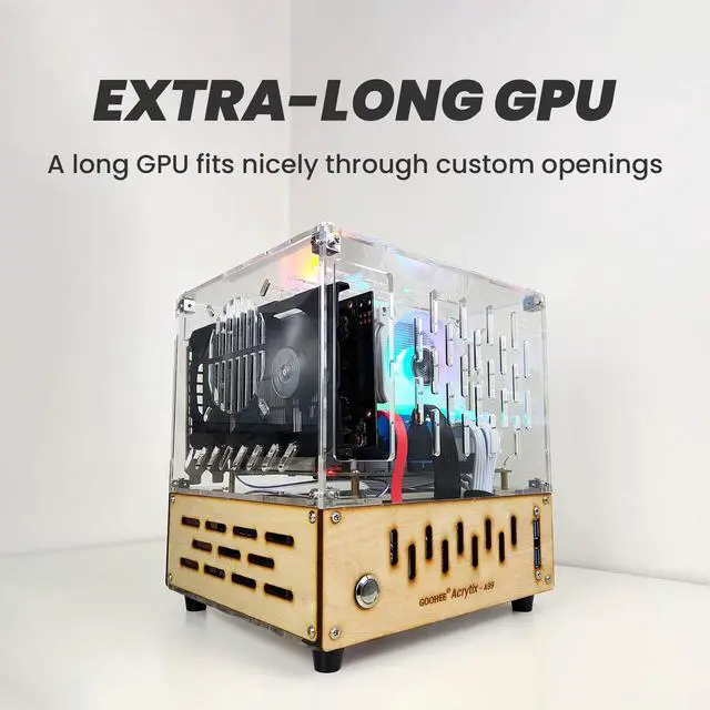 Alt view image 4 of 5 - GOOHEE Mini ITX PC Case - Premium Clear Arcylic and Wood PC Case - Unique Small Gaming PC Case - Mini-ITX Computer Case with Excellent Airflow