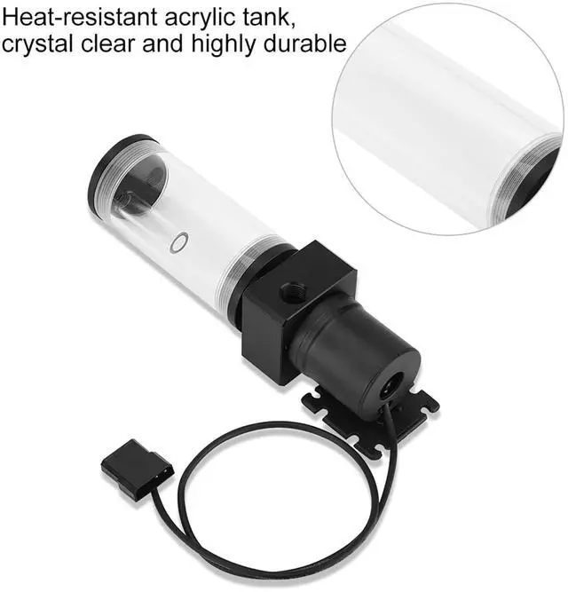 Alt view image 4 of 5 - Eboxer PC, G1/4 Acrylic Cylinder Computer Water, 12V 19W CPU Water Cooling Pump Radiator for Computer PC CPU Water Cooling (110mm)