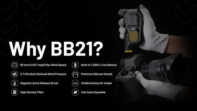 Alt view image 5 of 5 - Nitecore BB21 Portable Air Blower for Cameras, Computers and Electronics, Fast Charging USB-C Rechargeable, 30,000 RPM Electric Compressed Air Duster with Organizer
