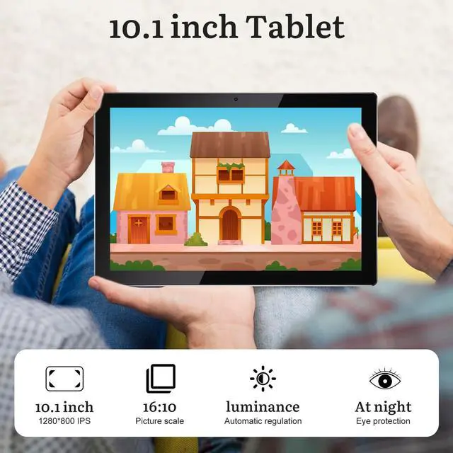 Alt view image 2 of 5 - 2 in 1 Tablet with Keyboard 10 Inch Android Tablets, 4GB+64GB+1024GB Expand 1.8Ghz Quad Core Tablet PC, 1280x800 IPS Touch Screen, WiFi, Bluetooth, Dual Camera, Google Certified Tableta, Black