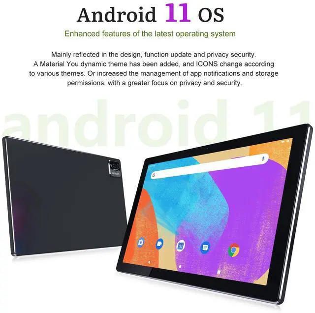 Alt view image 4 of 5 - 2 in 1 Tablet with Keyboard 10 Inch Android Tablets, 4GB+64GB+1024GB Expand 1.8Ghz Quad Core Tablet PC, 1280x800 IPS Touch Screen, WiFi, Bluetooth, Dual Camera, Google Certified Tableta, Black