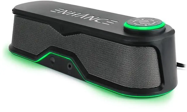 Main image of ENHANCE SB1 High Excursion Computer Soundbar - USB Powered Computer Speaker, Under Monitor Speaker with 10W Peak, LED Volume Control Knob, Headset Pass Through, Gaming Soundbar for PC