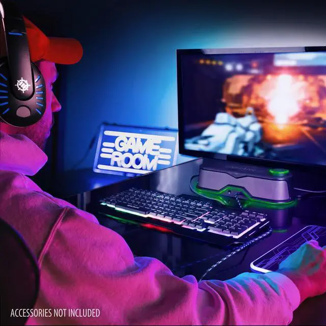 Alt view image 5 of 5 - ENHANCE SB1 High Excursion Computer Soundbar - USB Powered Computer Speaker, Under Monitor Speaker with 10W Peak, LED Volume Control Knob, Headset Pass Through, Gaming Soundbar for PC