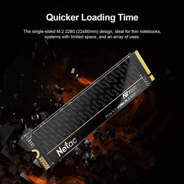 Alt view image 5 of 5 - Netac 4TB PCIe Gen4x4 M.2 SSD Up to 7,300 MB/s NVMe Internal SSD with Aluminum Heatspreader High-Performance Storage for Desktop and Laptop PCs Works with PS5, NV7000-t