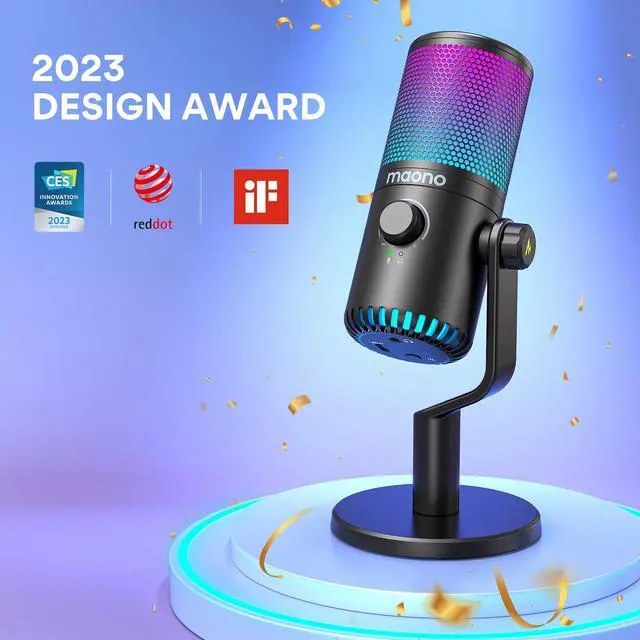 Alt view image 2 of 5 - MAONO Gaming USB Microphone with Headphones, Programmable PC Condenser Mic with RGB Lights, Mute, Gain, Zero Latency Monitoring for Streaming, Podcast, Twitch, YouTube, Discord, Computer, DM30 RGB