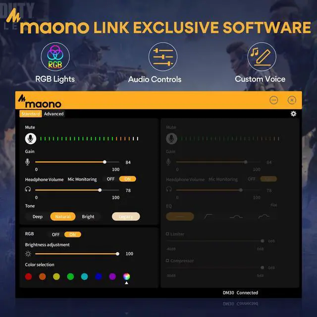 Alt view image 3 of 5 - MAONO Gaming USB Microphone with Headphones, Programmable PC Condenser Mic with RGB Lights, Mute, Gain, Zero Latency Monitoring for Streaming, Podcast, Twitch, YouTube, Discord, Computer, DM30 RGB