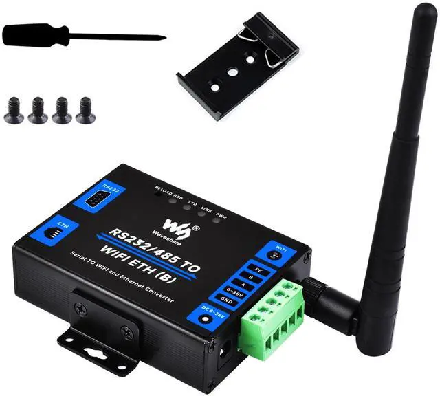 Main image of waveshare RS232/485 to WiFi and Ethernet Converter Serial Server, Modbus Gateway, MQTT Gateway,Serial Port to HTTPD Client, Allow Serial Port to WiFi, Serial Port to Ethernet, Ethernet to WiFi