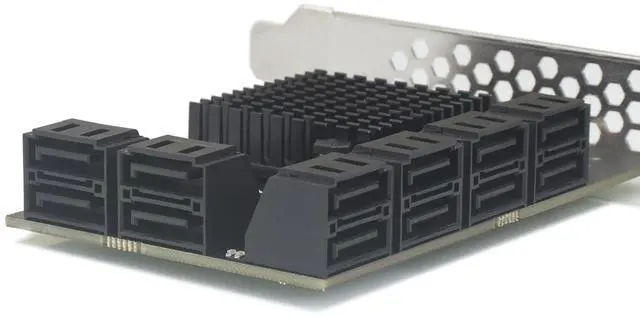 Alt view image 2 of 5 - PCIe x1 to 12-Port SATA3.0 Expansion Card,6Gbps SATA Adapter for SSD/HDD, Plug and Play with 12 Status LEDs, Compatible with Windows/Linux/Ubuntu/ESXi/Synology NAS (with SATA Cables)