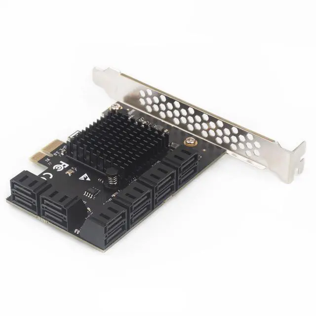 Alt view image 4 of 5 - PCIe x1 to 12-Port SATA3.0 Expansion Card,6Gbps SATA Adapter for SSD/HDD, Plug and Play with 12 Status LEDs, Compatible with Windows/Linux/Ubuntu/ESXi/Synology NAS (with SATA Cables)