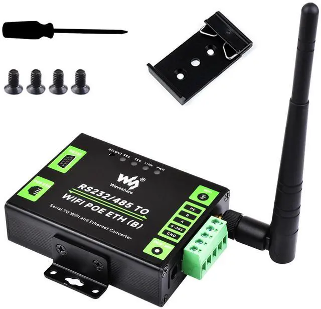 Main image of RS232/485 to WiFi and Ethernet Converter with POE, Serial Server, Modbus Gateway, MQTT Gateway,Serial Port to HTTPD Client, Allow Serial Port to WIFI, Serial Port to Ethernet, Ethernet to WIFI