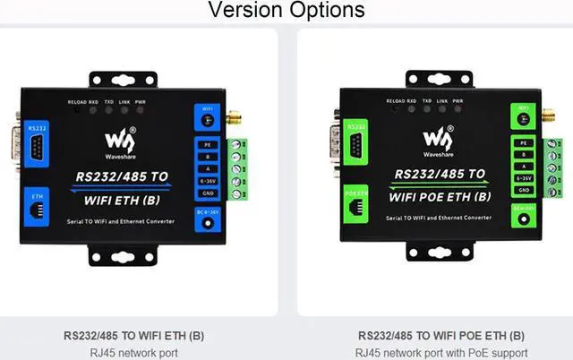 Alt view image 3 of 5 - RS232/485 to WiFi and Ethernet Converter with POE, Serial Server, Modbus Gateway, MQTT Gateway,Serial Port to HTTPD Client, Allow Serial Port to WIFI, Serial Port to Ethernet, Ethernet to WIFI