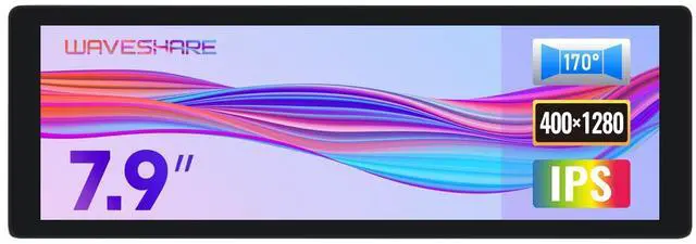 Main image of waveshare 7.9inch IPS Display, 400×1280 Pixel, Compatible with Raspberry Pi 5/4B/3B+/3A+/2B/B+/A+/Zero/Zero W/WH/Zero 2W CM3+/4, HDMI Interface, Hi-Fi Speaker, Without Touch Function