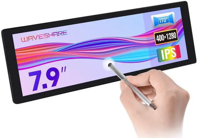 Main image of waveshare 7.9inch IPS Display, 400×1280 Pixel, Compatible with Raspberry Pi 5/4B/3B+/3A+/2B/B+/A+/Zero/Zero W/WH/Zero 2W CM3+/4,HDMI Interface, Hi-Fi Speaker, Metal Case, with Touch Function